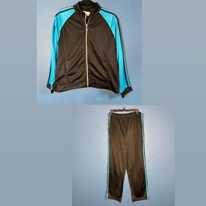 Y2K Tracksuit Women's Size Petite XL Coldwater Creek Black Blue Set Athleisure